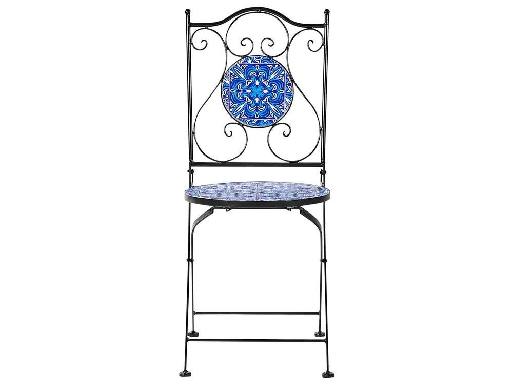 Bistro Set Folding Metal Black Blair