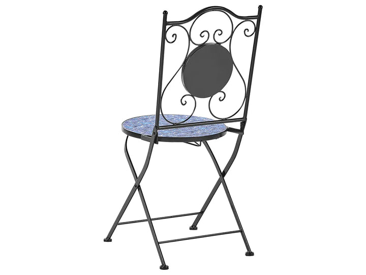 Bistro Set Folding Metal Black Blair