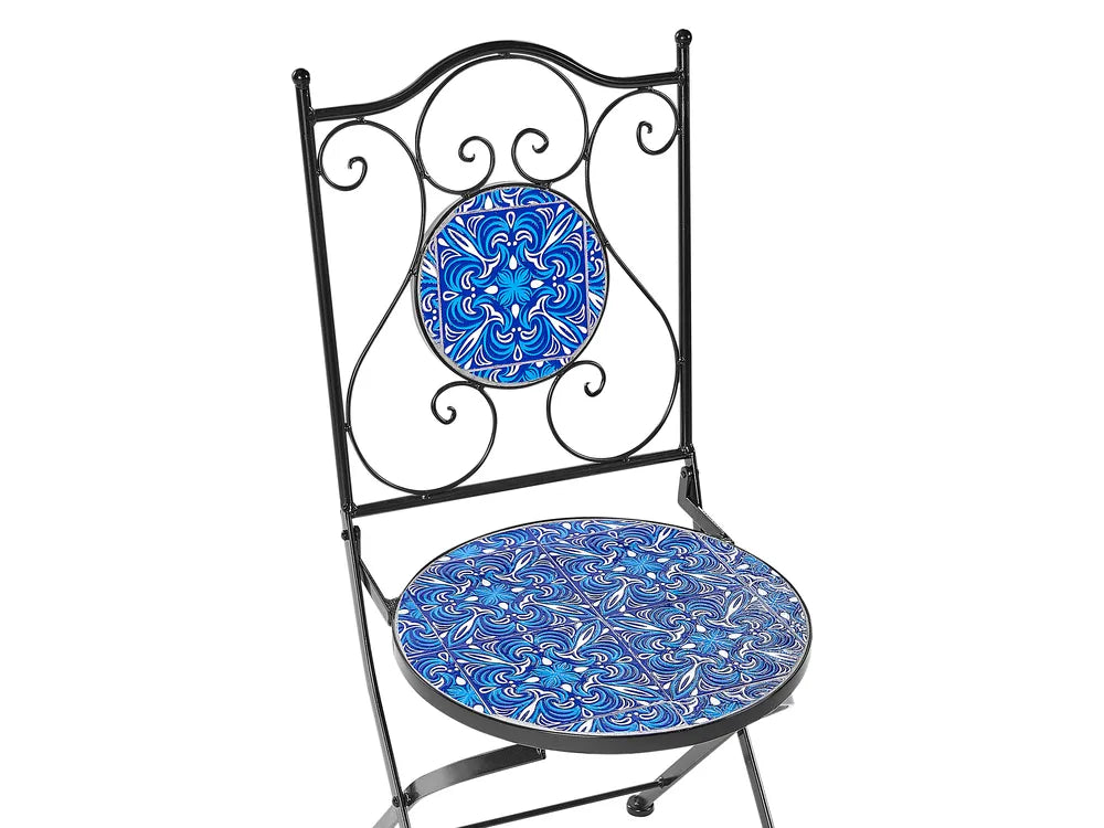 Bistro Set Folding Metal Black Blair