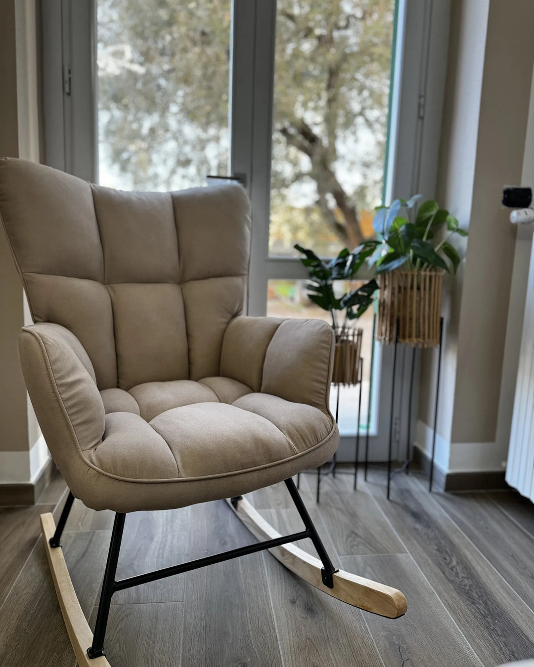 Rocking Chair Fabric Beige Niebrara
