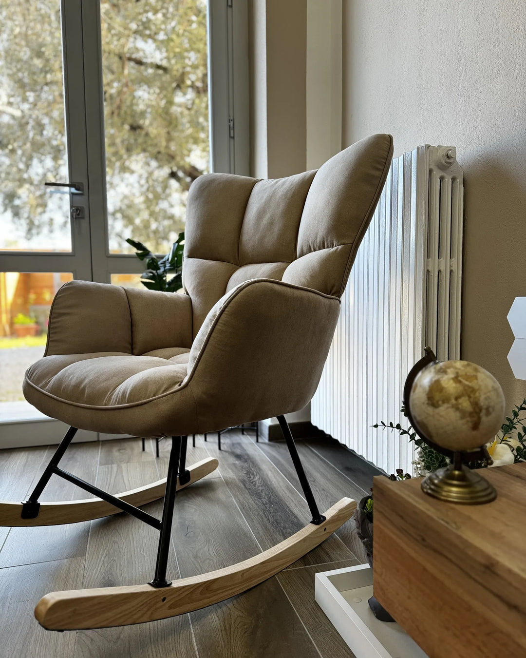 Rocking Chair Fabric Beige Niebrara