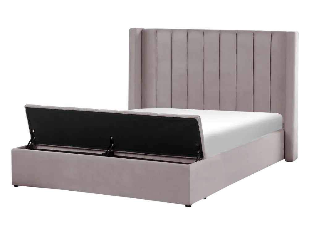 Bed with Storage Bench Velvet 140 x 200 cm (EU Double) Grey Angel