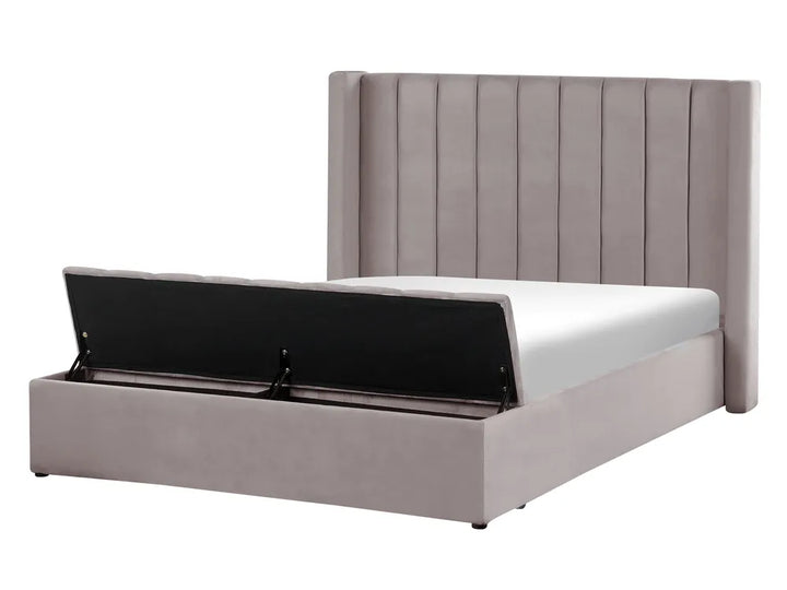 Bed with Storage Bench Velvet 140 x 200 cm (EU Double) Grey Angel
