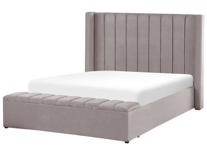 Bed with Storage Bench Velvet 140 x 200 cm (EU Double) Grey Angel