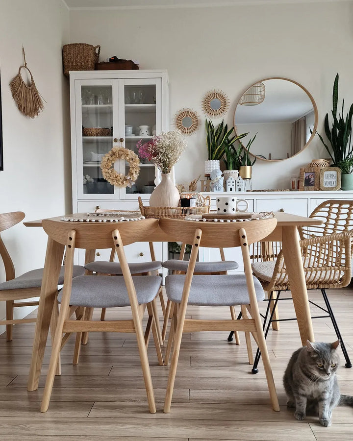 Set of 2 Dining Chairs Wood Light Brown/ Grey Ana