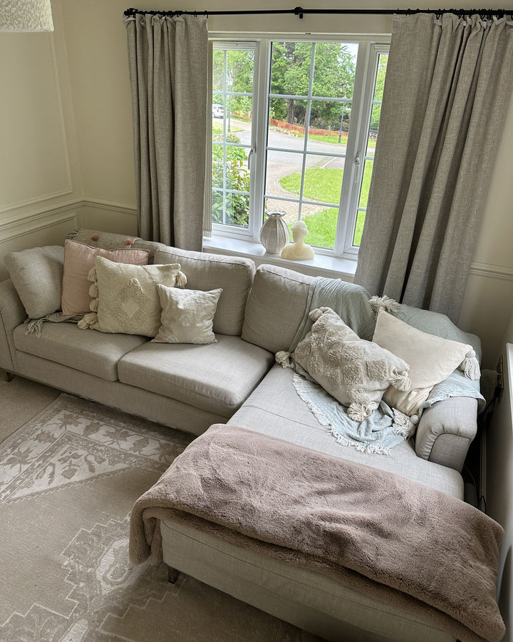 Oslo Left Hand Fabric Corner Sofa Beige