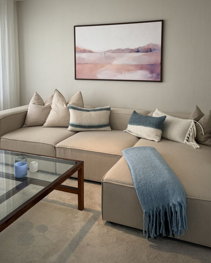 Aprica Left Hand 3 Seater Modular Linen Corner Sofa Beige