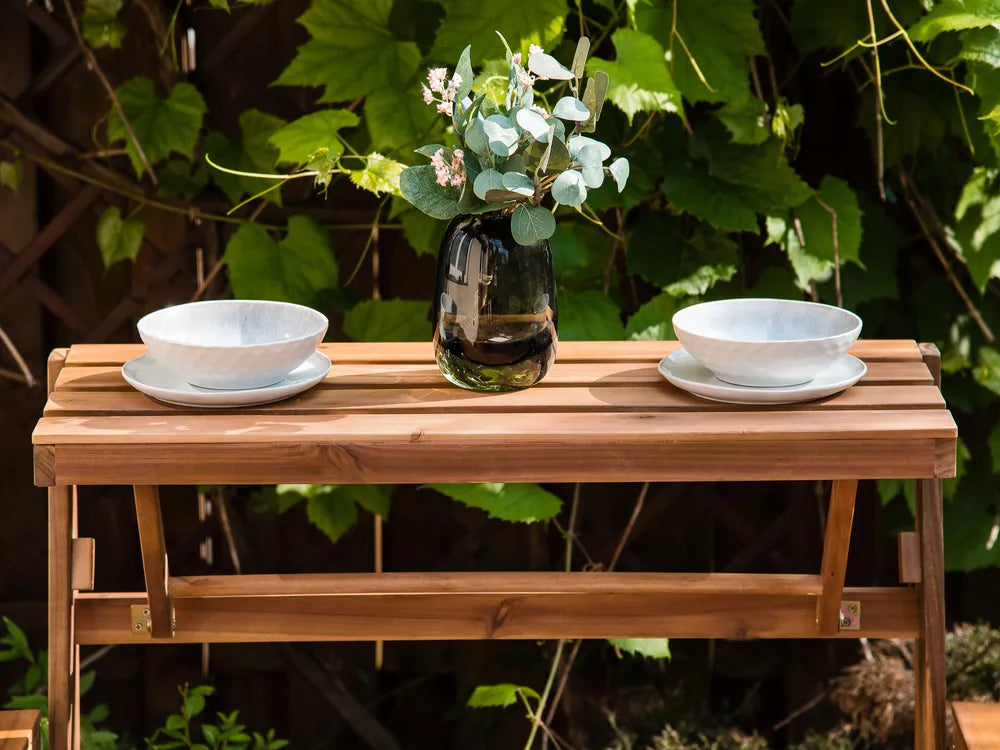 Convertible Garden Bench Bistro Set Acacia Wood Brown Kley