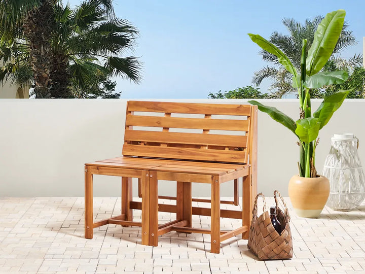 Convertible Garden Bench Bistro Set Acacia Wood Brown Kley