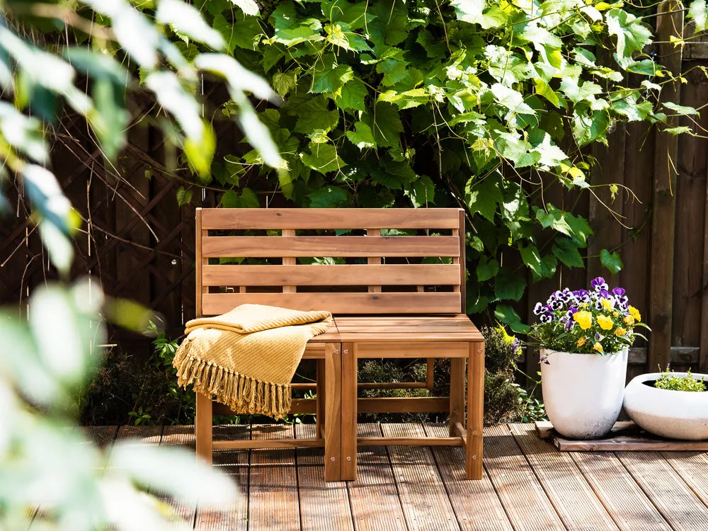Convertible Garden Bench Bistro Set Acacia Wood Brown Kley