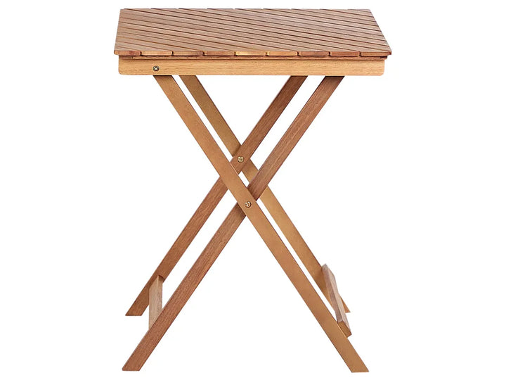 Bistro Set Folding Eucalyptus Wood Brown Grit