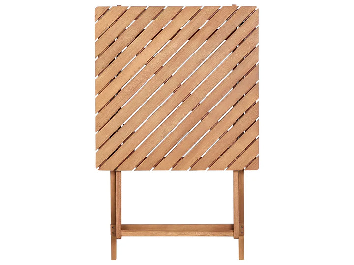 Bistro Set Folding Eucalyptus Wood Brown Grit