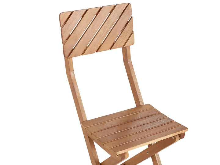 Bistro Set Folding Eucalyptus Wood Brown Grit