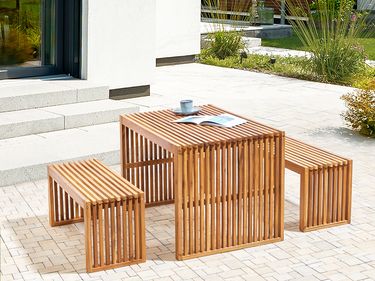 Bellano Garden Dining Set with Benches 4 Seater Acacia Wood Brown