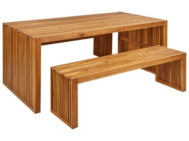 Bellano Garden Dining Set with Benches 4 Seater Acacia Wood Brown
