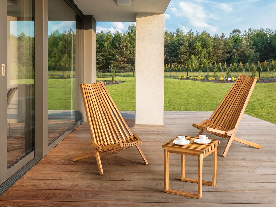 Bistro Set Acacia Wood Brown Celia