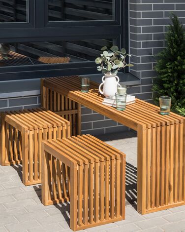 Bellano Garden Dining Set with Benches 4 Seater Acacia Wood Brown