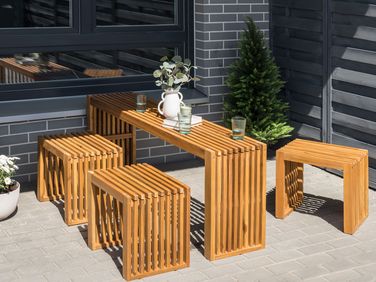 Bellano Garden Dining Set with Benches 4 Seater Acacia Wood Brown
