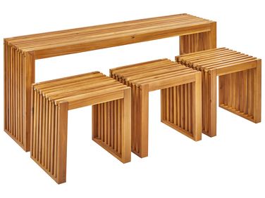 Bellano Garden Dining Set with Benches 4 Seater Acacia Wood Brown