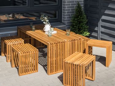 Bellano Garden Dining Set with Benches 4 Seater Acacia Wood Brown