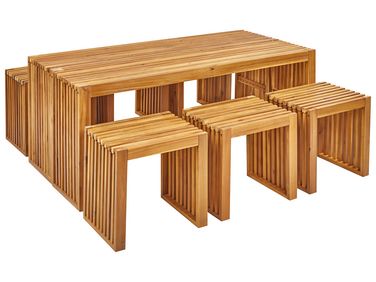 Bellano Garden Dining Set with Benches 4 Seater Acacia Wood Brown