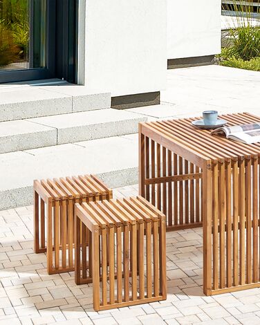Bellano Garden Dining Set with Benches 4 Seater Acacia Wood Brown