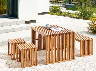 Bellano Garden Dining Set with Benches 4 Seater Acacia Wood Brown