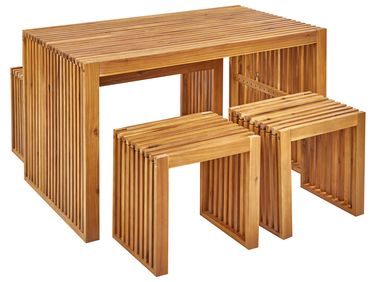 Bellano Garden Dining Set with Benches 4 Seater Acacia Wood Brown