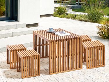 Bellano Garden Dining Set with Benches 4 Seater Acacia Wood Brown