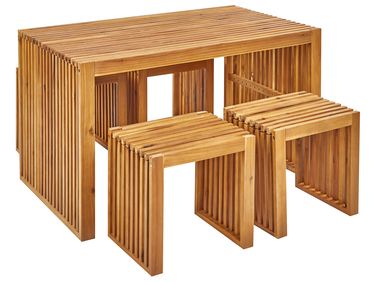 Bellano Garden Dining Set with Benches 4 Seater Acacia Wood Brown