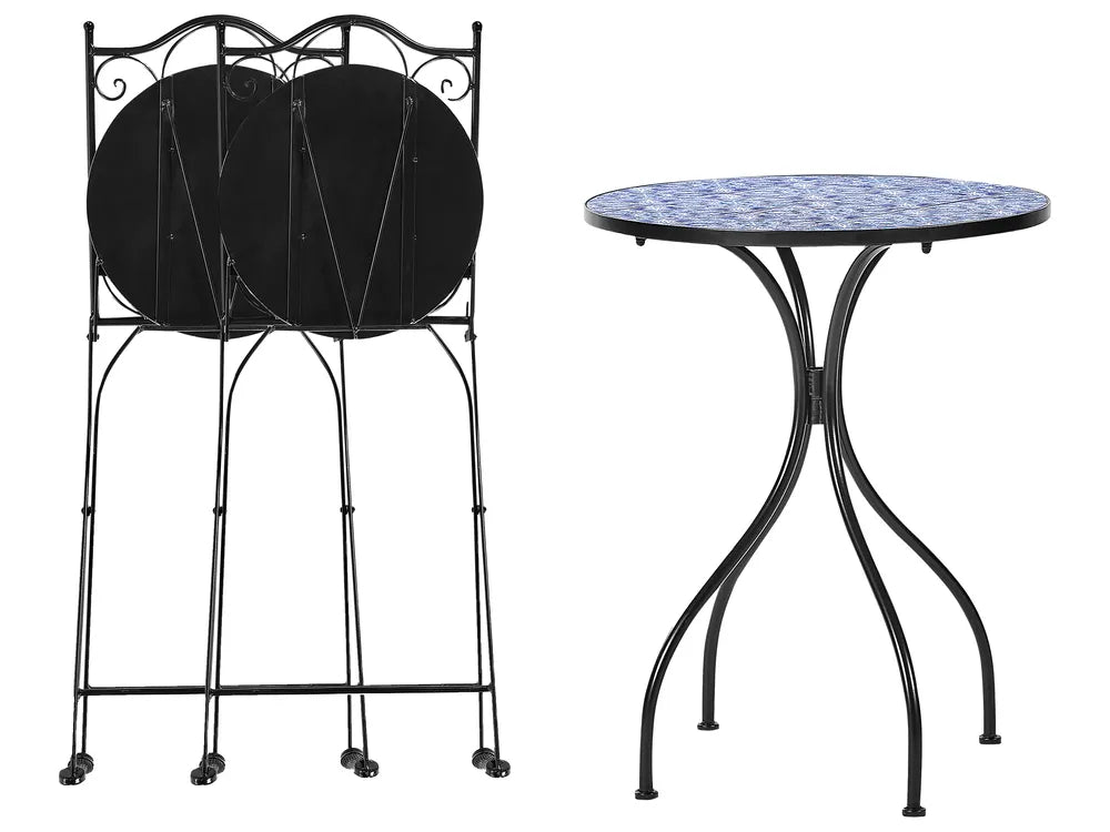Bistro Set Folding Metal Black Blair