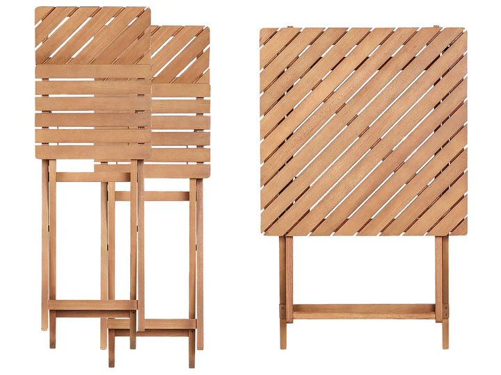 Bistro Set Folding Eucalyptus Wood Brown Grit