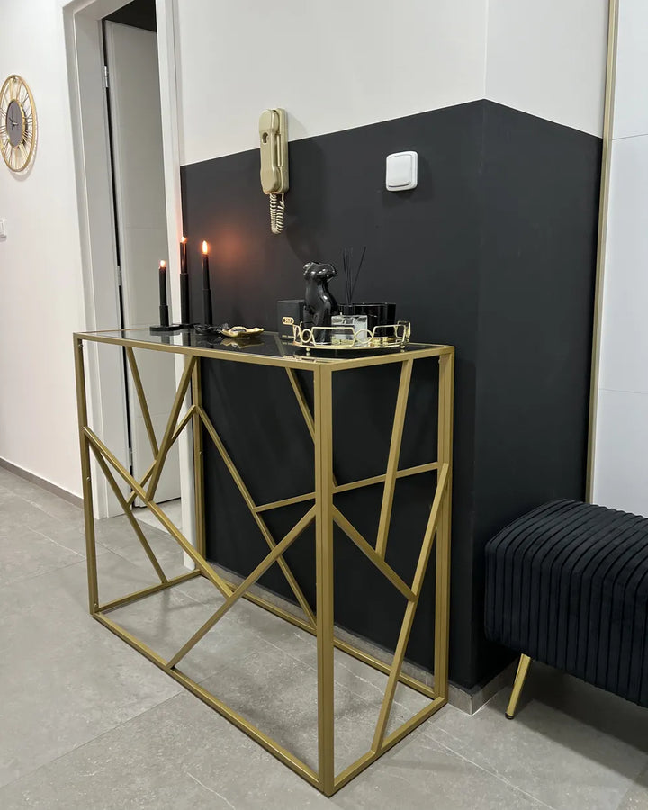 Console Table Glass Gold Elegant Design Fornix