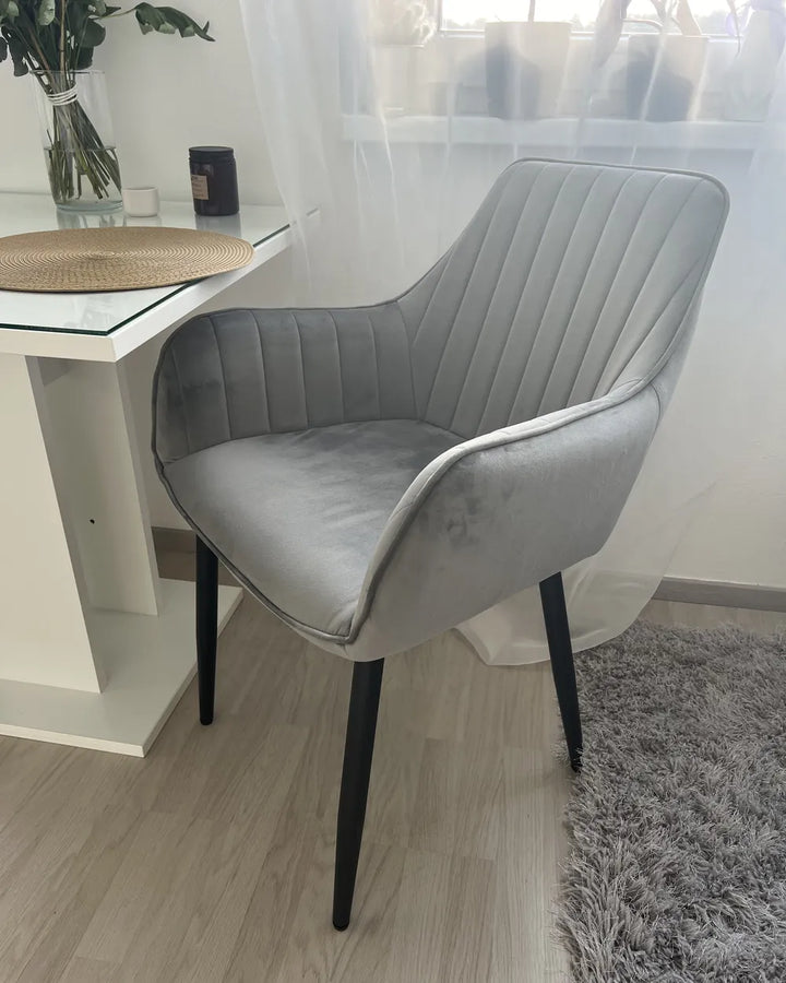 Set of 2 Dining Chairs Velvet Dark Grey Kyla