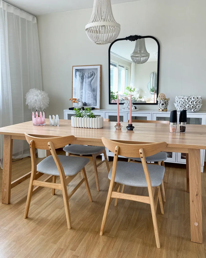 Set of 2 Dining Chairs Wood Light Brown/ Grey Ana