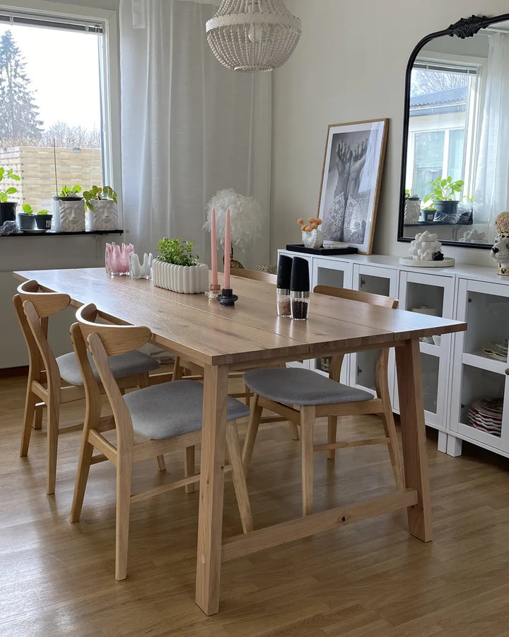 Set of 2 Dining Chairs Wood Light Brown/ Grey Ana