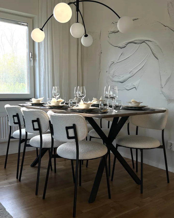 Set of 2 Dining Chairs Boucle Off-White Autumn