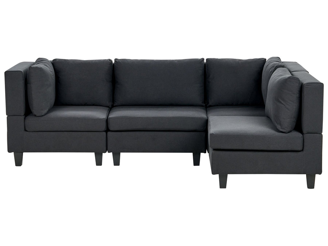 Unstad 4 Seater Left Hand Modular Fabric Corner Sofa Black