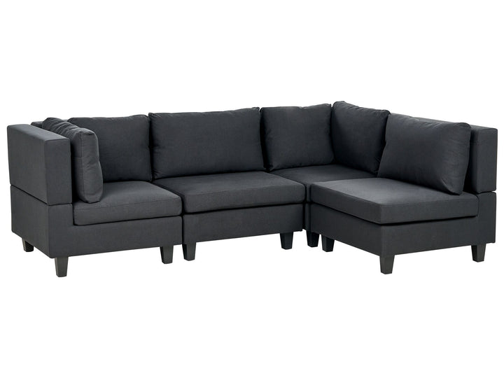 Unstad 4 Seater Left Hand Modular Fabric Corner Sofa Black