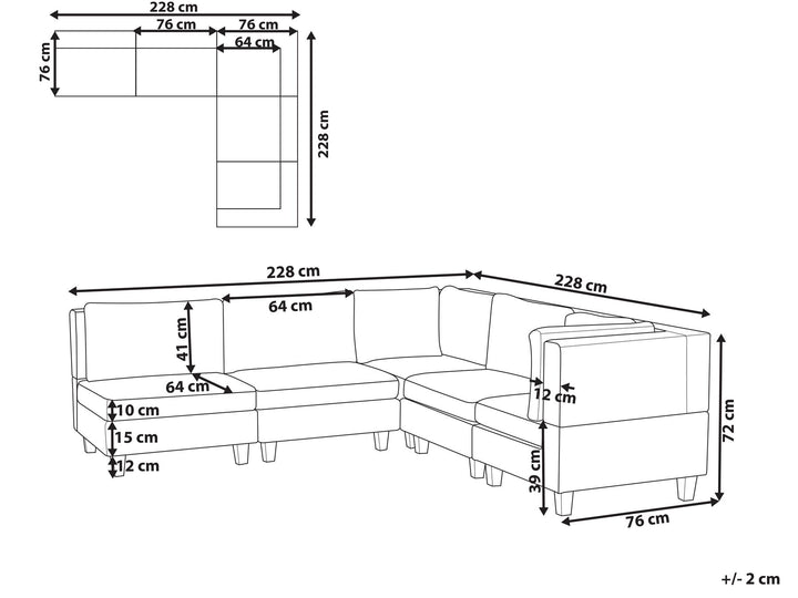 Bunstad 5 Seater Left Hand Modular Fabric Corner Sofa Light Beige