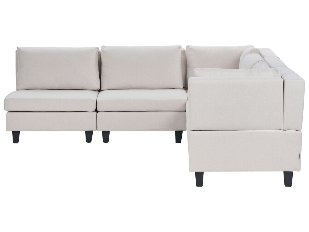 Bunstad 5 Seater Left Hand Modular Fabric Corner Sofa Light Beige