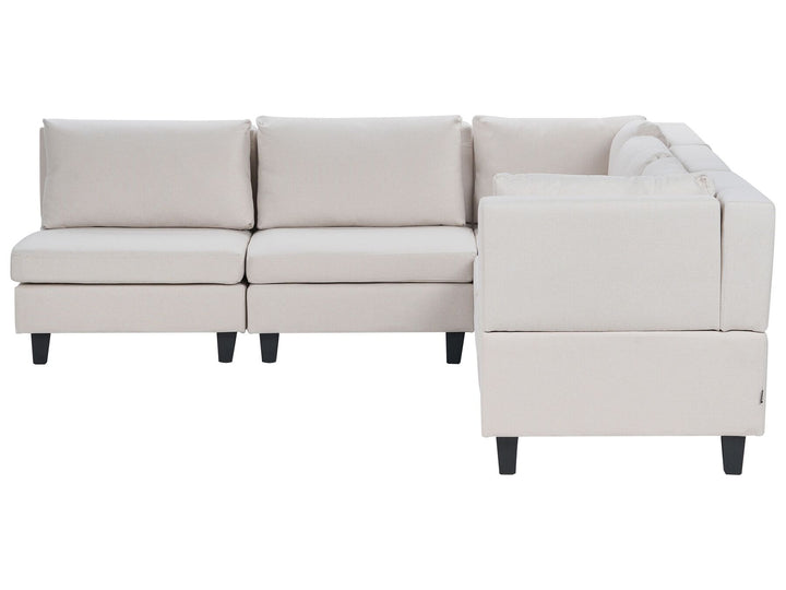 Bunstad 5 Seater Left Hand Modular Fabric Corner Sofa Light Beige