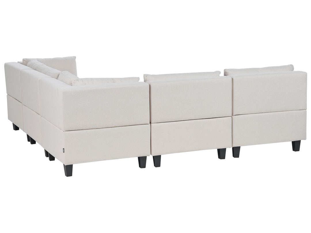 Bunstad 5 Seater Left Hand Modular Fabric Corner Sofa Light Beige