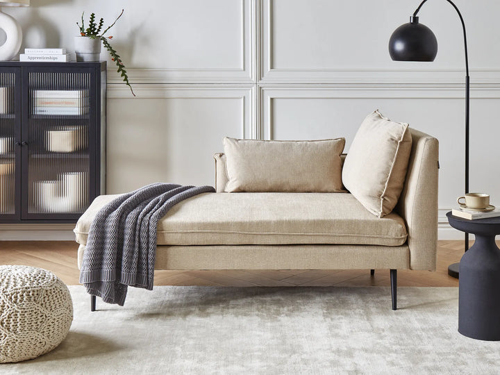 Right-Hand Chaise Lounge Fabric Beige Yvon