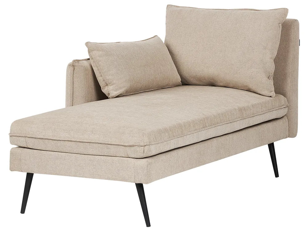 Right-Hand Chaise Lounge Fabric Beige Yvon