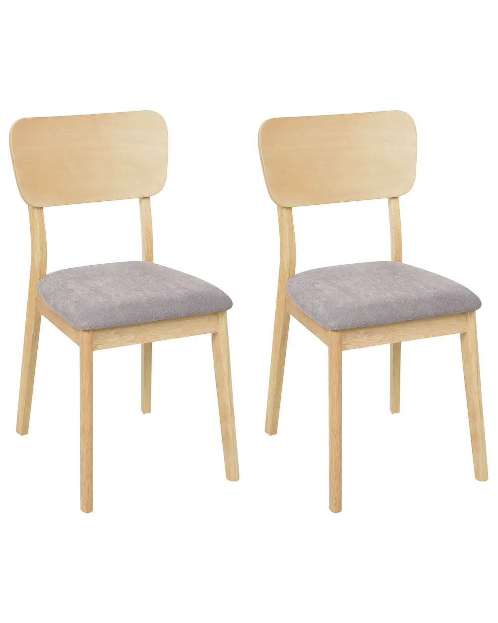 Set of 2 Dining Chairs Wood Light Brown/ Grey Chace