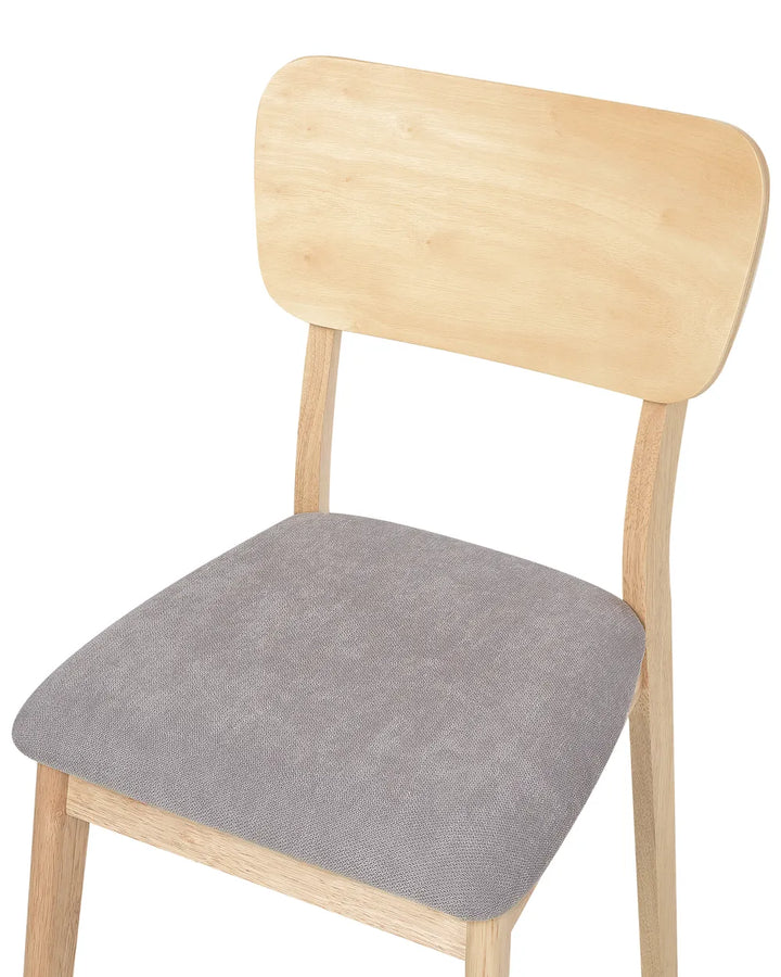 Set of 2 Dining Chairs Wood Light Brown/ Grey Chace