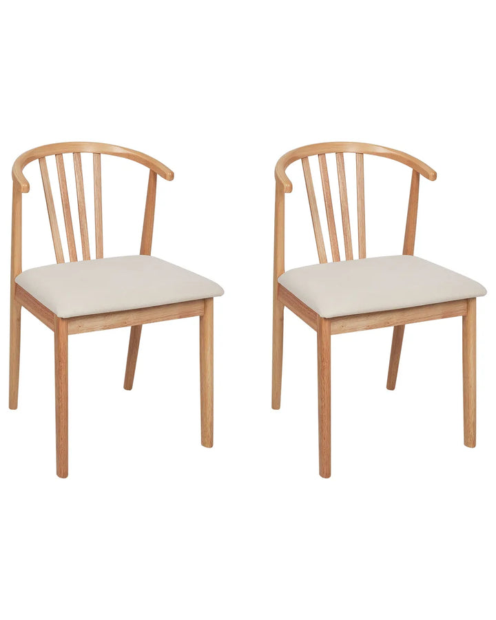 Set of 2 Dining Chairs Wood Light Brown/ Beige Denise