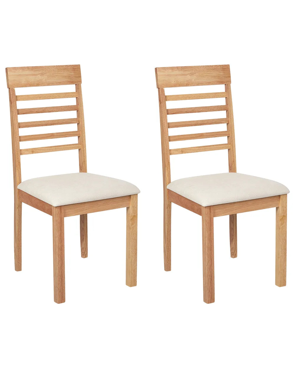 Set of 2 Dining Chairs Wood Light Brown/ Beige Rose