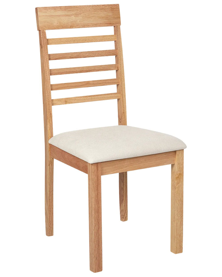 Set of 2 Dining Chairs Wood Light Brown/ Beige Rose